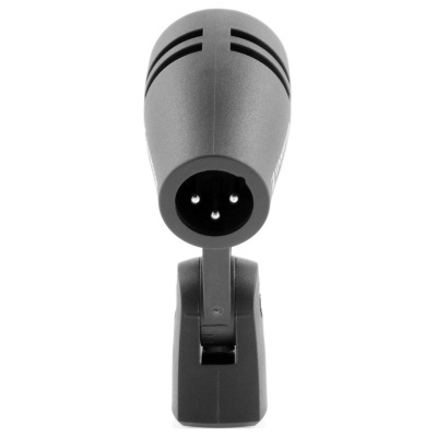 Microfone preto com suporte ajustável