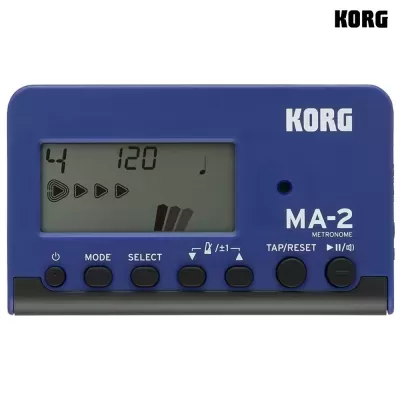 Metrónomo eletrónico KORG MA-2 azul com visor digital e botões pretos