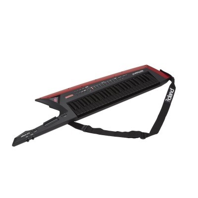 Keytar preto e vermelho Roland com correia preta