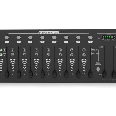 Mesa de controlo preto Audioprof iControl 8 com sliders e botões diversos