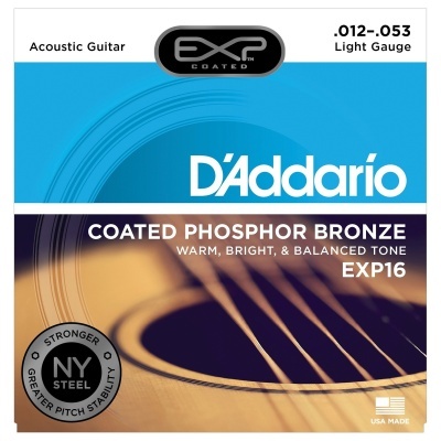 Embalagem de cordas para guitarra acústica D'Addario EXP16 calibre .012-.053 azul e branca