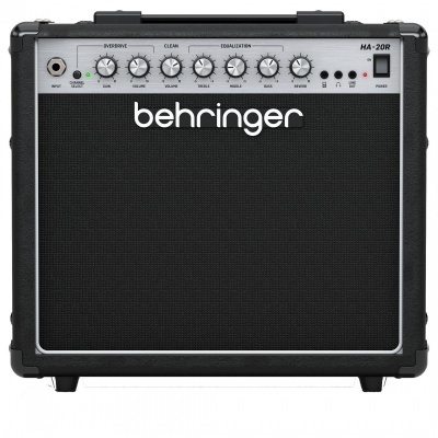 Amplificador Behringer HA-20R preto com botões de controle no painel frontal