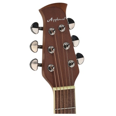 Cabeça de guitarra acústica de madeira castanha com tarraxas cromadas