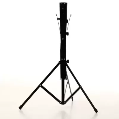 Suporte preto de metal com três pernas ajustáveis