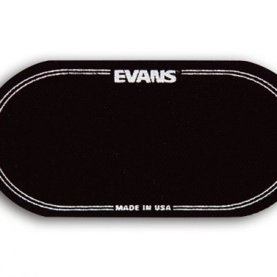Tapete preto para bateria com texto EVANS e MADE IN USA