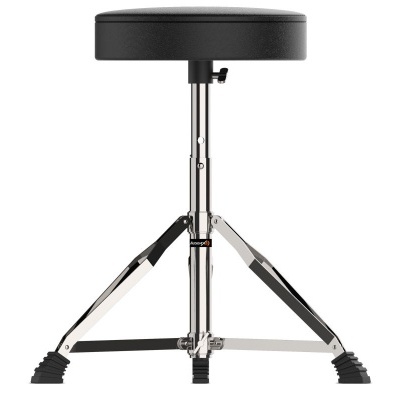 Banco de tambor preto com estrutura metálica cromada