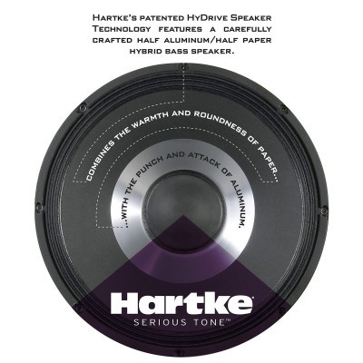 Coluna de altifalante redonda com texto Hartke SERIOUS TONE