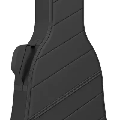 Estojo de guitarra acústica preto com desenho amarelo e zíperes pretos e amarelos