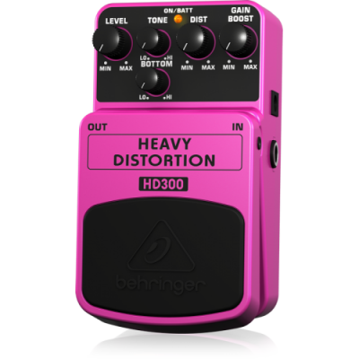 Pedal de guitarra Behringer Heavy Distortion HD300 rosa e preto