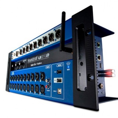 Mesa de som digital Soundcraft Ui24R com várias entradas e controlos