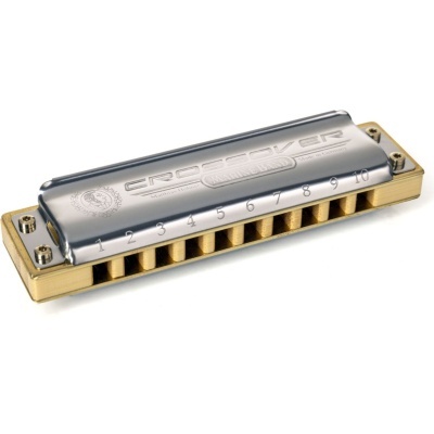 Harmónica metálica e madeira com números de 1 a 10