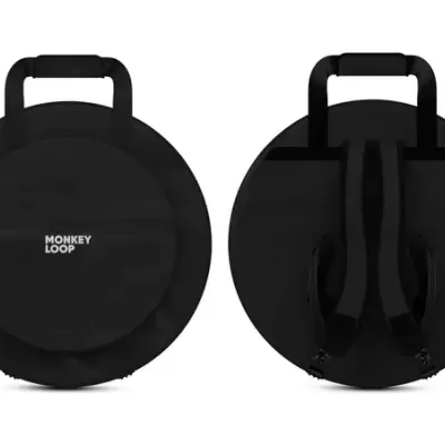 Duas mochilas redondas pretas MONKEY LOOP vista frontal e traseira