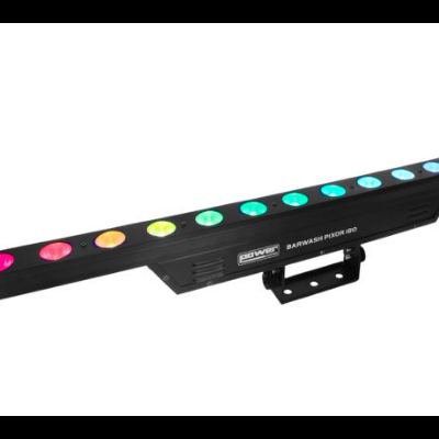 Barra de luz LED colorida preta com 18 LEDs redondos em várias cores