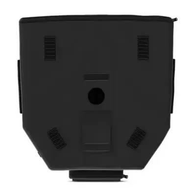 Saco preto trapezoidal com fecho e tiras de velcro