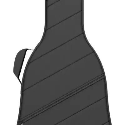 Estojo para guitarra preto com bordado amarelo de macaco nas ondas