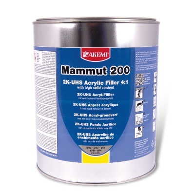 Lata de filler acrílico Mammut 200 da Akemi com rótulo azul