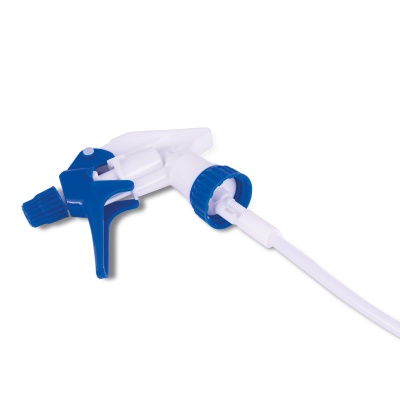 Cabeça de pulverizador branco e azul com gatilho