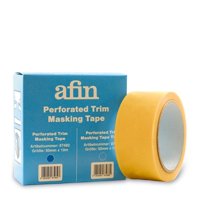 Rolo de fita adesiva amarela com embalagem azul Afin