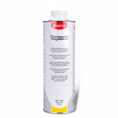 Lata metálica de verniz Akemi Topcoat branco com tampa plástica