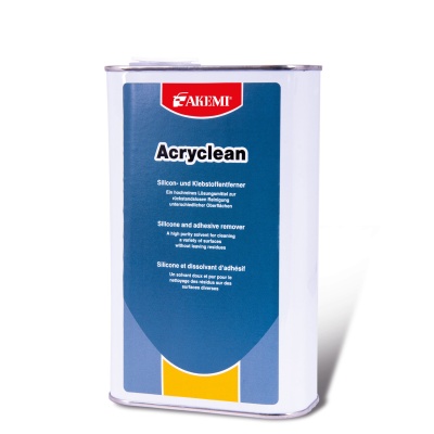 Recipiente metálico branco de removedor de silicone e adesivos Akemi