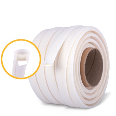 Rolo de fita isolante branca em espuma com extremidade em ângulo