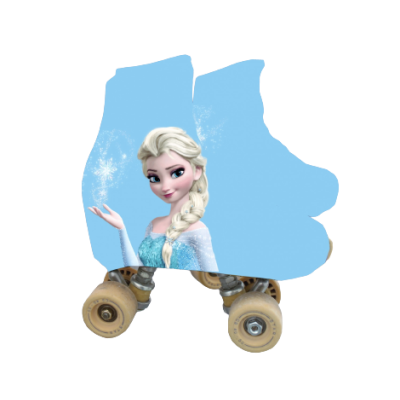 Patins inline azul claro com imagem de Elsa de Frozen