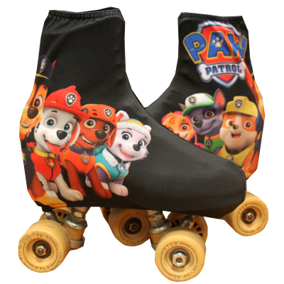 Sapatos de patins com proteção preta e personagens da PAW PATROL coloridos