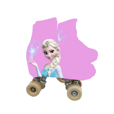 Patins cor-de-rosa com a personagem Elsa do Frozen