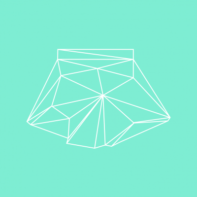 Desenho branco de cuecas geométricas em fundo azul-turquesa
