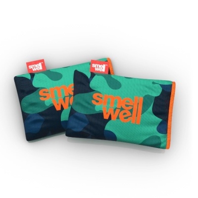 Sacos aromáticos camuflados com texto 'smell well'
