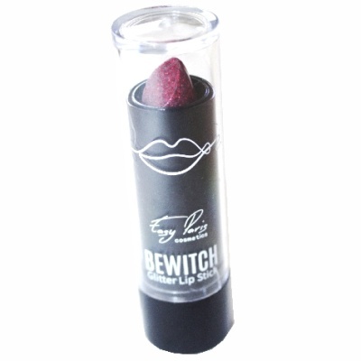 Batom glitter bordô Easy Paris Cosmetics com embalagem preta e tampa transparente