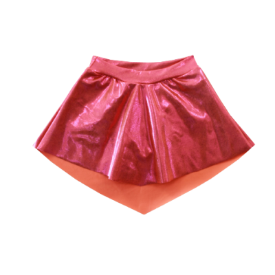 Saia curta rosa metálica brilhante