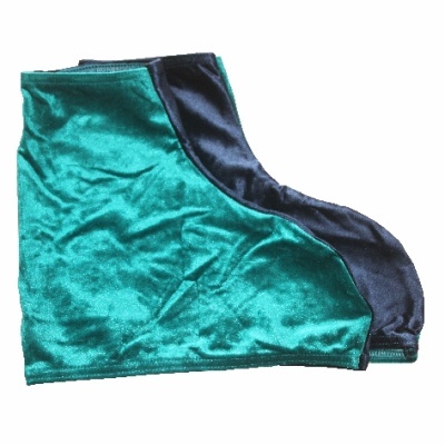 Botas de tecido verde turquesa e negro com textura aveludada