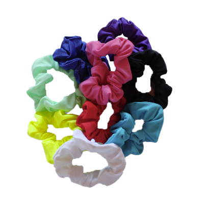 elásticos de cabelo scrunchie coloridos em várias cores