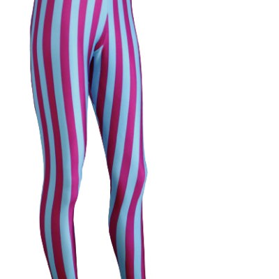 Leggings de riscas verticais azul claro e rosa