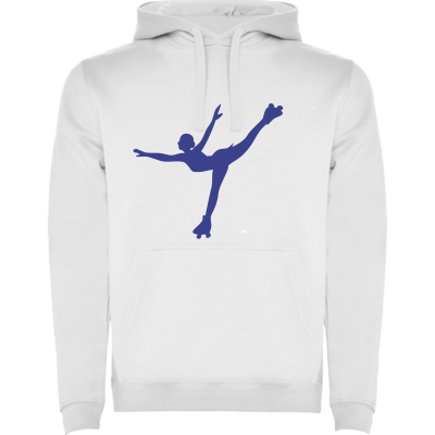 Sweatshirt branco com estampa azul de patinadora artística