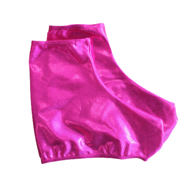 Par de meias rosa brilhantes com acabamento elástico