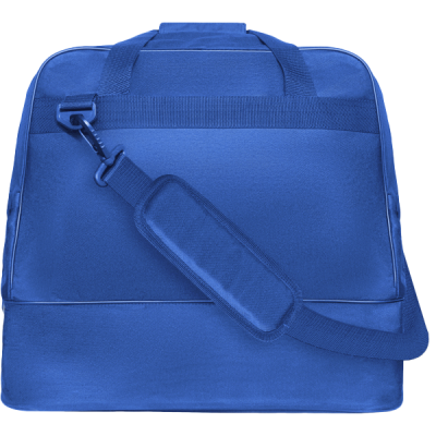 Mala de tecido azul com alça ajustável e alça acolchoada