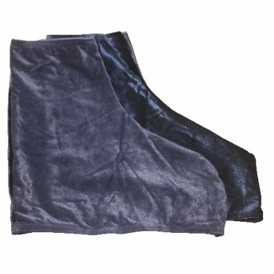Capa para sapatos preta e azul escura de tecido aveludado