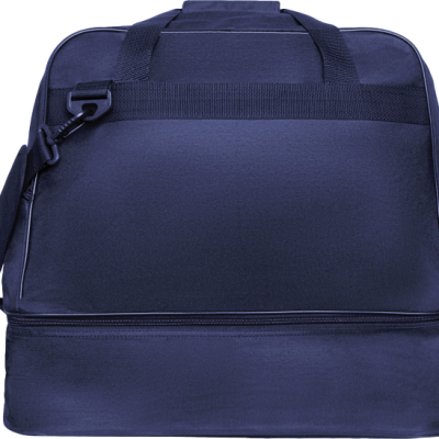Mala desportiva azul escuro com alças e compartimento inferior