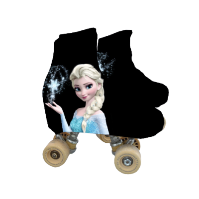 Patins de rodas com estampa da Elsa de Frozen e rodas amarelas