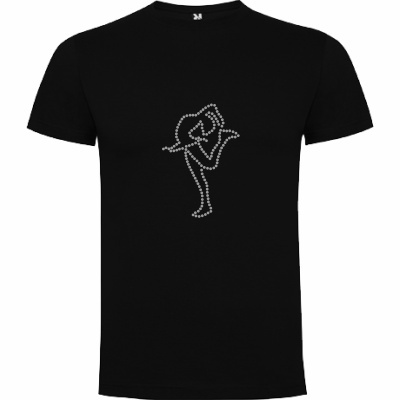 T-shirt preta com estampa frontal em cristais