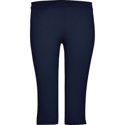 Calças de desporto azul escuro até ao joelho em tecido liso