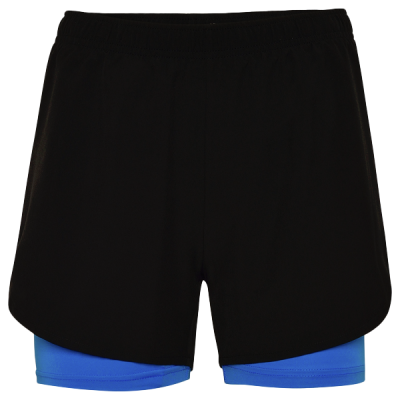 Calção desportivo preto com perna interior azul