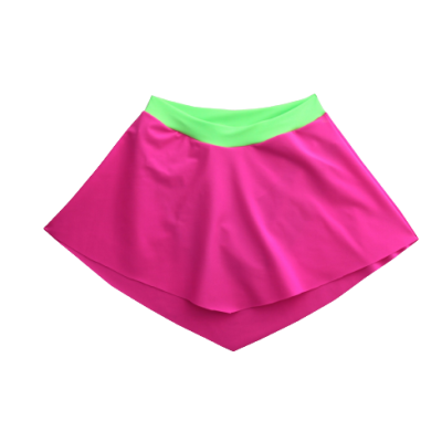 Saia rosa com cós verde fluorescente