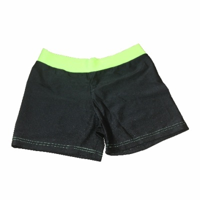 Calções de banho pretos com cintura verde fluorescente