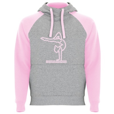 Sweatshirt com capuz cinzenta e rosa com logótipo rosa