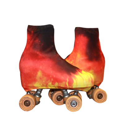 Par de patins de roda com capa de fogo