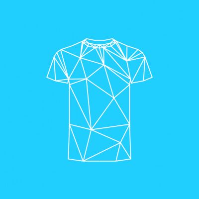 Desenho branco de t-shirt com linhas geométricas sobre fundo azul