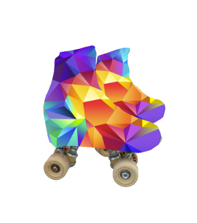 Patins de rodas coloridos com design geométrico vibrante